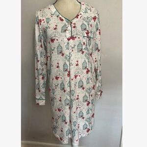 1-11 White orchid nightgown bird print Medium NWT Butter soft Knit